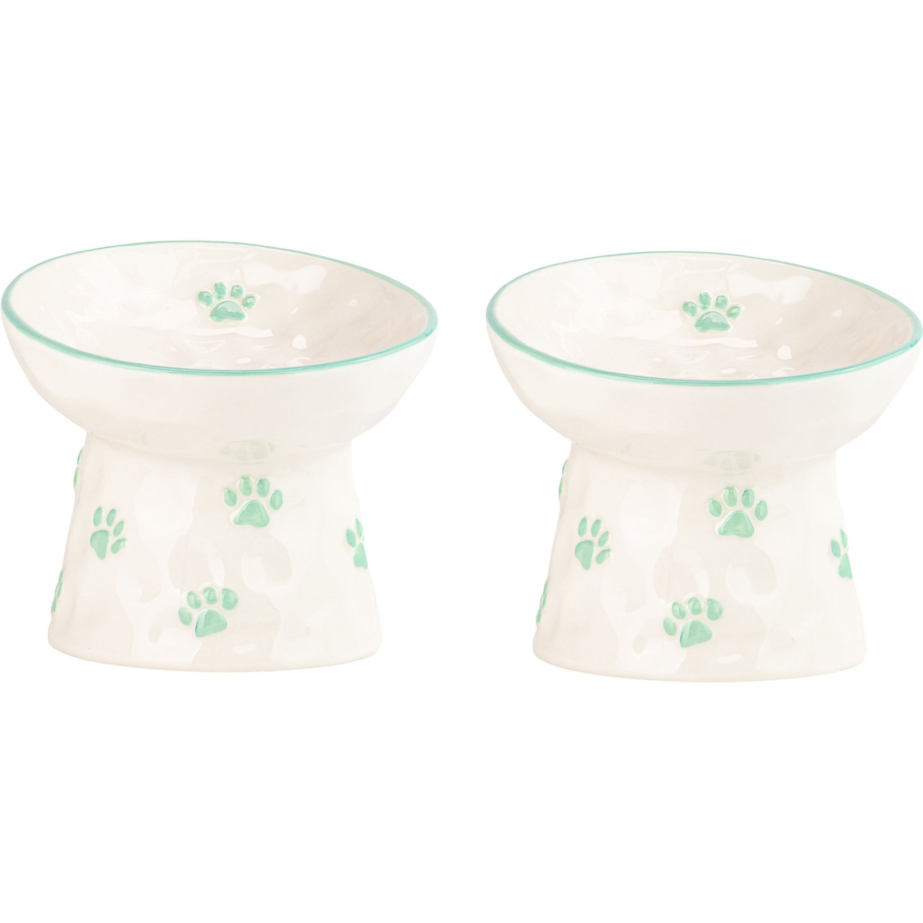 10 Strawberry Street Petite Paw Elevated Bowl, Blue Paw, 7-oz, 2 count
