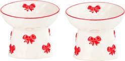 10 Strawberry Street Petite Bow Elevated Bowl, Red, 7-oz, 2 count