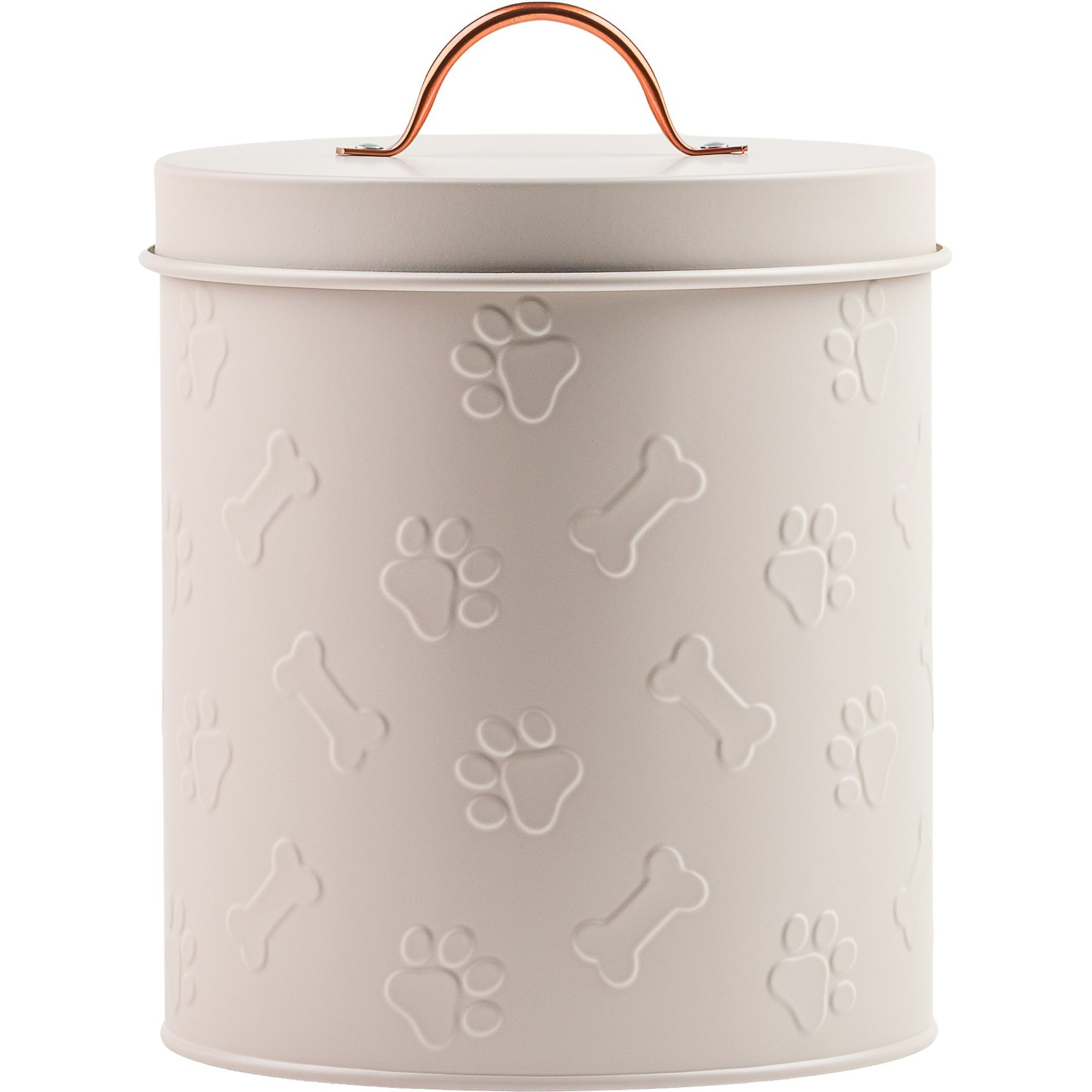 10 Strawberry Street Puppy Paws Airtight Dog Treat Canister, Beige, 64-oz