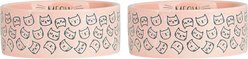 10 Strawberry Street Cat Face Cat Bowl, Pink, 28-oz, 2 count