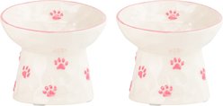 10 Strawberry Street Petite Paw Elevated Bowl, Pink Paw, 7-oz, 2 count