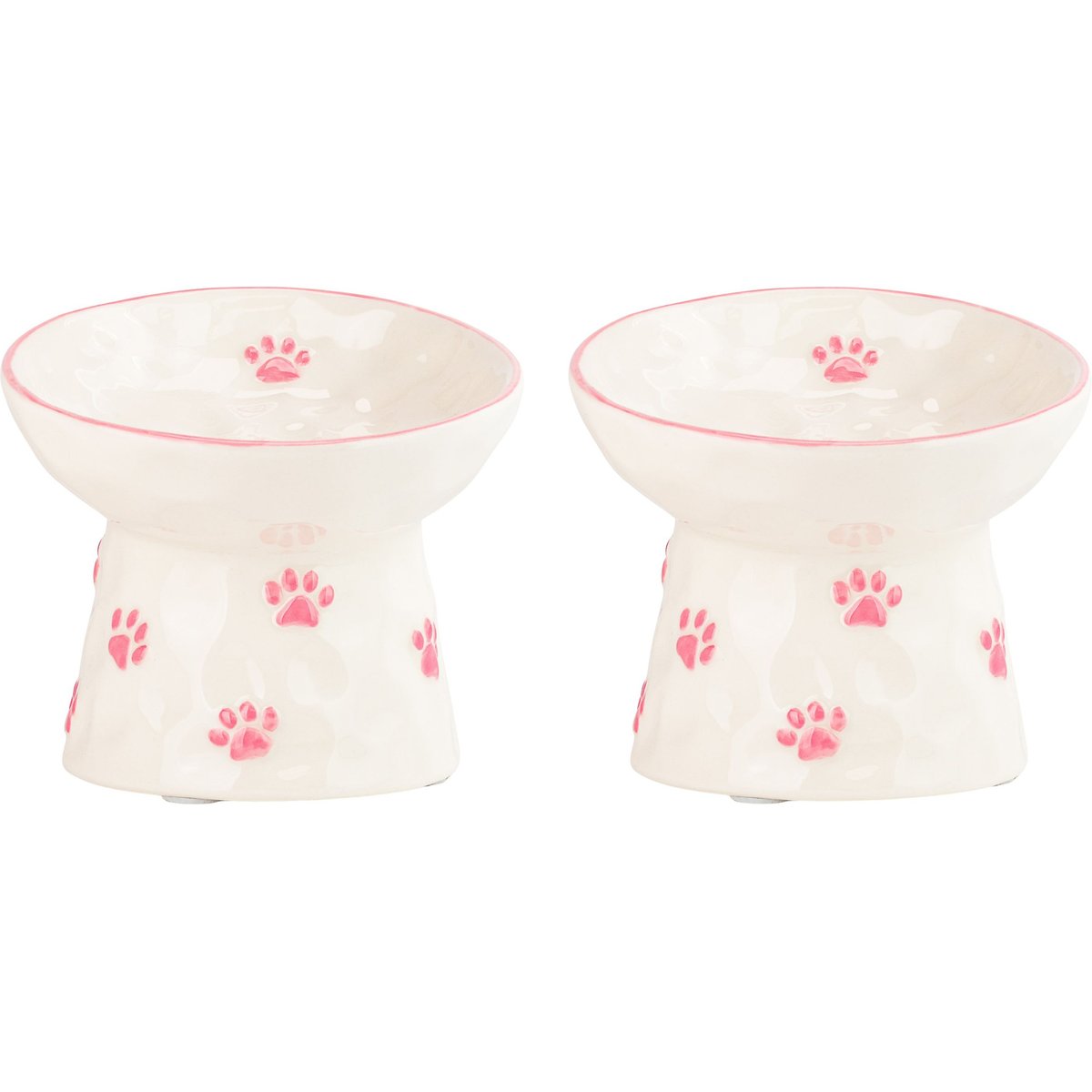 10 Strawberry Street Petite Paw Elevated Bowl, Pink Paw, 7-oz, 2 count