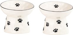 10 Strawberry Street Petite Paw Elevated Bowl, Black Paw, 7-oz, 2 count