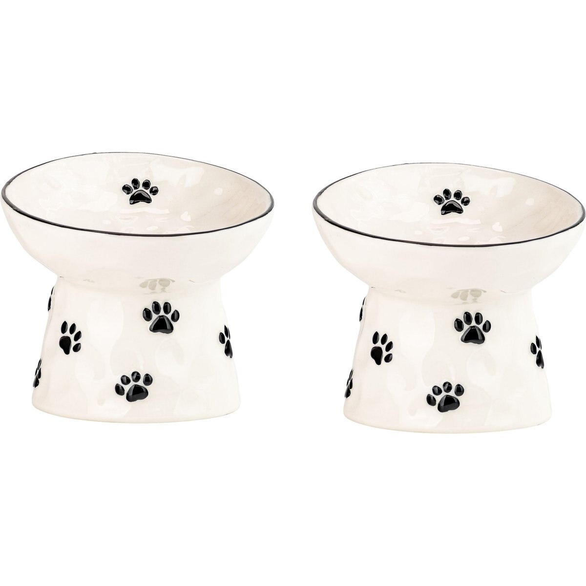 10 Strawberry Street Petite Paw Elevated Bowl, Black Paw, 7-oz, 2 count