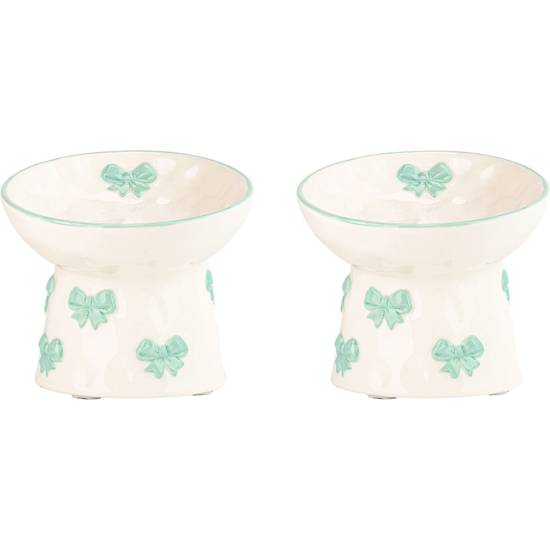 10 Strawberry Street Petite Bow Elevated Bowl, Blue, 7-oz, 2 count