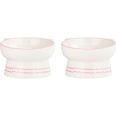10 Strawberry Street 10 Strawberry Street Ears Up Elevated Cat Bowl, Pink, 7-oz, 2 count