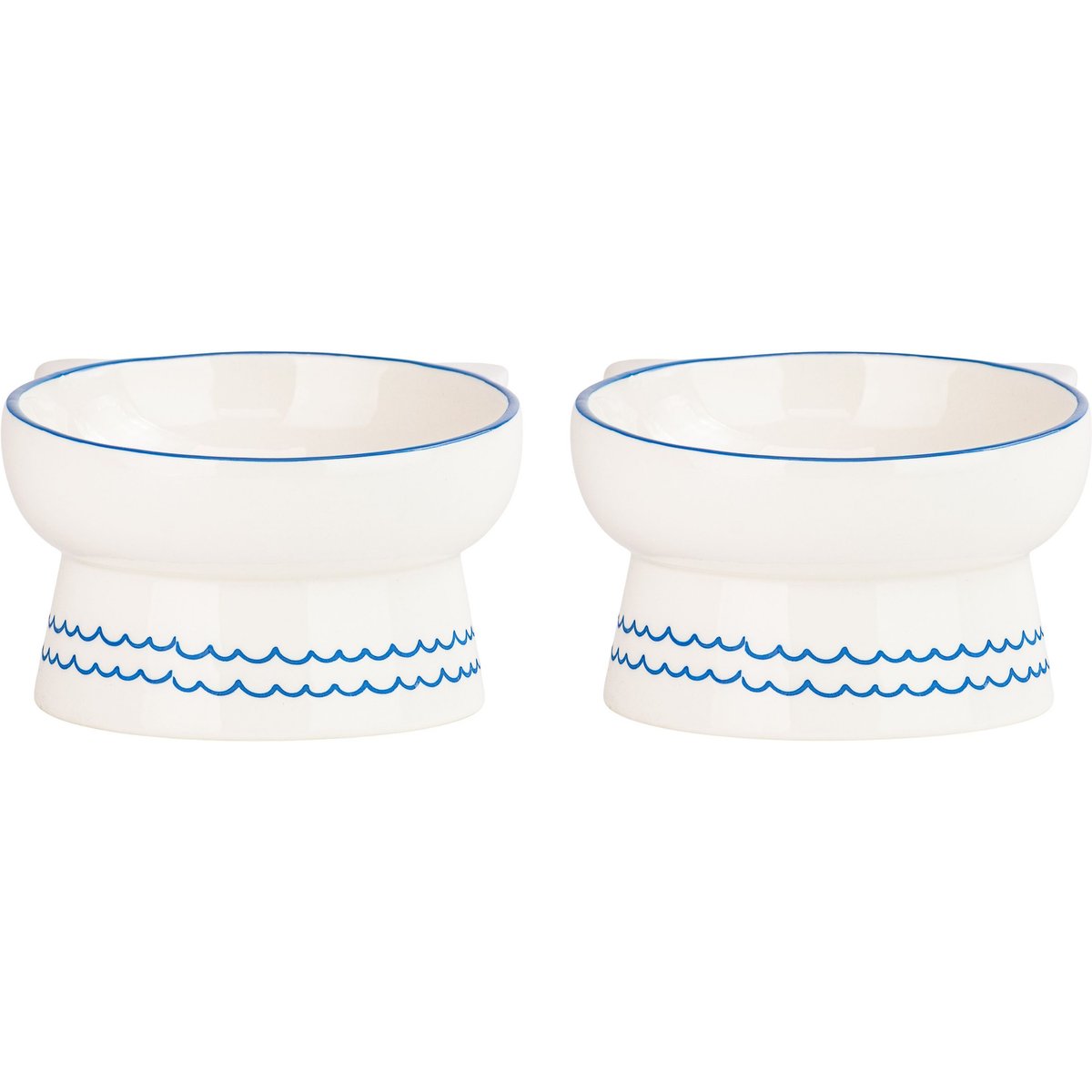 10 Strawberry Street Ears Up Elevated Cat Bowl, Blue, 7-oz, 2 count