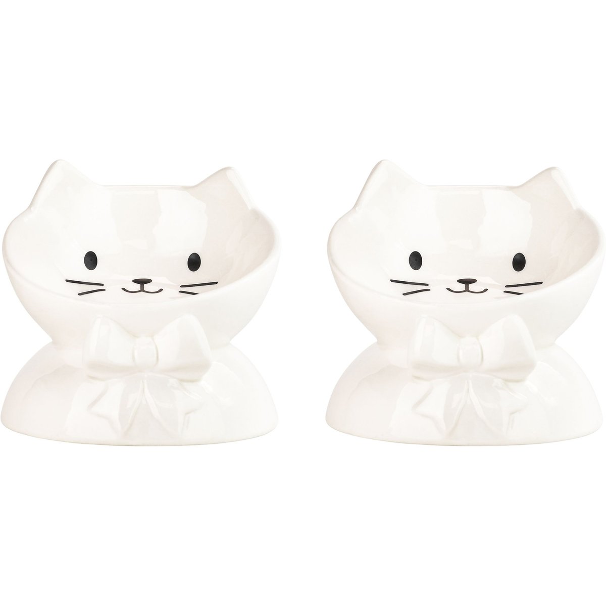 10 Strawberry Street Pretty Whiskers Elevated Cat Bowl, White, 7-oz, 2 count