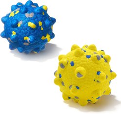 Potaroma Spiky E-TPU Bouncy Exercise Balls Dog Toy, Blue/Yellow, 2 count