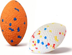 Potaroma Oval E-TPU High-Rebound Exercise Fetch Balls Dog Toy, Orange/White, 4.9 x 3-in, 2 count