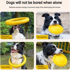 Potaroma EVA Chew Friendly Pull Ring Floatable Exercise Tug Ring & Flying Disc Set Water Play Dog Toy, Yellow, 11.4-in, 2 count slide 2 of 9