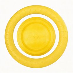 Potaroma EVA Chew Friendly Pull Ring Floatable Exercise Tug Ring & Flying Disc Set Water Play Dog Toy, Yellow, 11.4-in, 2 count