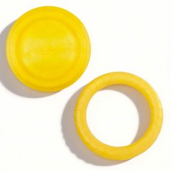 Potaroma EVA Chew Friendly Pull Ring Floatable Exercise Tug Ring & Flying Disc Set Water Play Dog Toy, Yellow, 11.4-in, 2 count