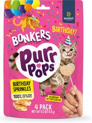 BONKERS Purrpops Birthday Edition Chicken Flavored Freeze-Dried Cat Treats, 4 count