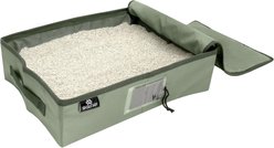 SportPet Designs Portable Travel Zippered Odor Control Cover & Water Resistant Accessory Cat Litter Box, Green