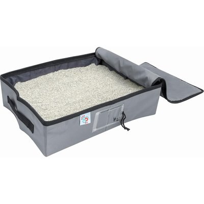 SportPet Designs SportPet Designs Portable Travel Zippered Odor Control Cover & Water Resistant Accessory Cat Litter Box, Grey, 19.7 x 15.8 x 5.3-in