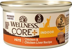 Wellness CORE+ Grain-Free Pate Chicken & Chicken Liver Sampler Pack Wet Cat Food, 3-oz can, case of 4
