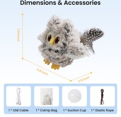 ZOMISIA Flappy Chirping Bird Electronic Plush Cat Toy with Catnip Bag, Gray slide 2 of 7