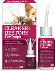 Vetality Cleanse + Restore Ear Drops for Dogs & Cats, 5-fl oz bottle