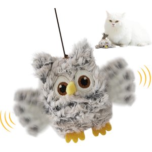 ZOMISIA Flappy Chirping Bird Electronic Plush Cat Toy with Catnip Bag, Gray