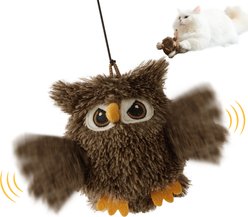 ZOMISIA Flappy Chirping Bird Electronic Plush Cat Toy with Catnip Bag, Brown