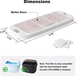 HOLAPAW YSJ-XW08 Dog Water Fountain Replacement Filters & Sponges, White, 9.86 x 3.54 x 0.39-in, 6 count slide 2 of 7