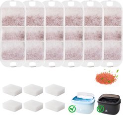 HOLAPAW YSJ-XW08 Dog Water Fountain Replacement Filters & Sponges, White, 9.86 x 3.54 x 0.39-in, 6 count