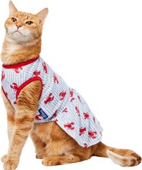 Frisco Ruffle Hem Dog & Cat Dress, Lobster Stripe, Small