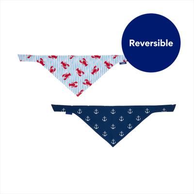 Show full view: Frisco Coastal Lobster Stripes & Anchors Dog & Cat Reversible Cotton Bandana, X-Large/XX-Large slide 3 of 8