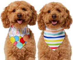 Frisco Celebrate Balloon & Stripe Dog & Cat Reversible Bandana, X-Small/Small