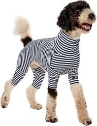 Frisco Convertible Funnel Neck Colorblock Dog & Cat Playsuit, Navy Stripe, XX-Large