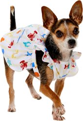 Frisco Ruffle Sleeve Dog & Cat Dress, Ivory Sea Creatures, X-Small