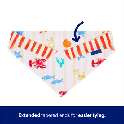 Show full view: Frisco Coastal Sea Creatures & Stripe Dog & Cat Reversible Cotton Bandana, X-Large/XX-Large slide 4 of 8