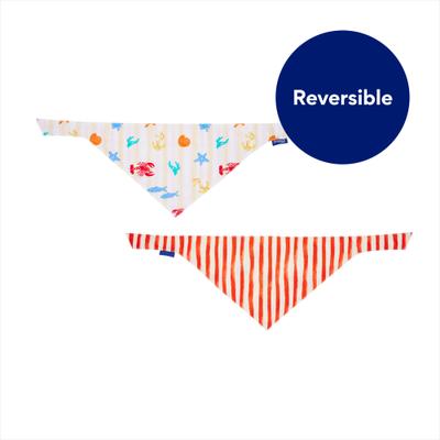Show full view: Frisco Coastal Sea Creatures & Stripe Dog & Cat Reversible Cotton Bandana, X-Large/XX-Large slide 3 of 8