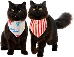 Frisco Coastal Sea Creatures & Stripe Dog & Cat Reversible Cotton Bandana, X-Small/Small slide 1 of 8