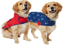 Frisco Packable Reversible Dog Hooded Raincoat, Anchors & Red, Medium