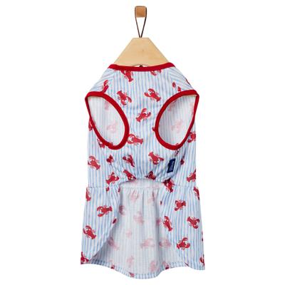 Show full view: Frisco Ruffle Hem Dog & Cat Dress, Lobster Stripe, Large slide 4 of 7