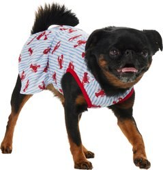 Frisco Ruffle Hem Dog & Cat Dress, Lobster Stripe, Small slide 1 of 8
