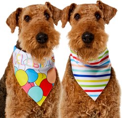 Frisco Celebrate Balloon & Stripe Dog & Cat Reversible Bandana, X-Large/XX-Large