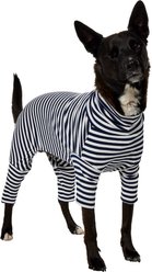 Frisco Convertible Funnel Neck Colorblock Dog & Cat Playsuit, Navy Stripe, X-Large