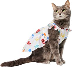 Frisco Ruffle Sleeve Dog & Cat Dress, Ivory Sea Creatures, Small