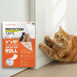CLAWGUARD Clear Scratch Barrier Single-Sided Adhesive Protection Tape Roll for Doors & Furniture, 4-in x 10-ft