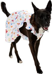 Frisco Ruffle Sleeve Dog & Cat Dress, Ivory Sea Creatures, X-Large