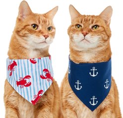 Frisco Coastal Lobster Stripes & Anchors Dog & Cat Reversible Cotton Bandana, X-Small/Small slide 1 of 8