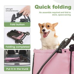 Wedyvko P05 Portable Foldable Dog & Cat Stroller, Pink slide 2 of 6
