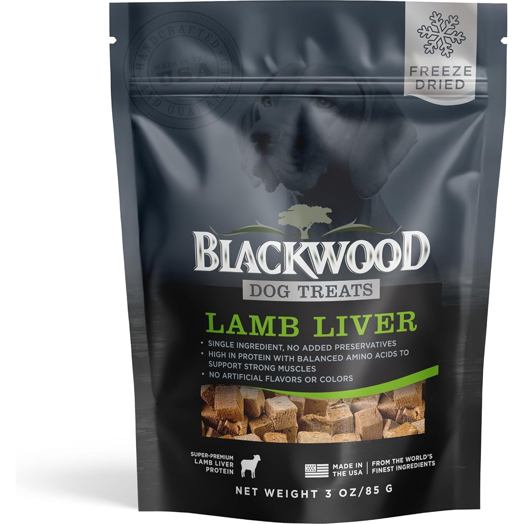 Blackwood Lamb Liver Single Ingredient Freeze-Dried Raw Dog Treats, 3-oz bag