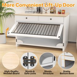 IronovaPets Side Table-Style Indoor Wooden Dog Crate Furniture with Drawers, White, 40 inch slide 2 of 7