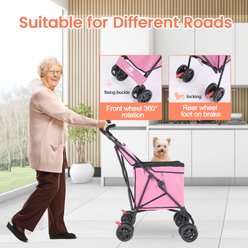 Wedyvko P08 Portable Multi-Functional Folding Shopping Cart Dog & Cat Stroller, Orange slide 2 of 7