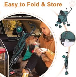 Wedyvko P07 Ultra-light Portable All-in-One Folding Dog & Cat Stroller, Dark Green slide 2 of 6