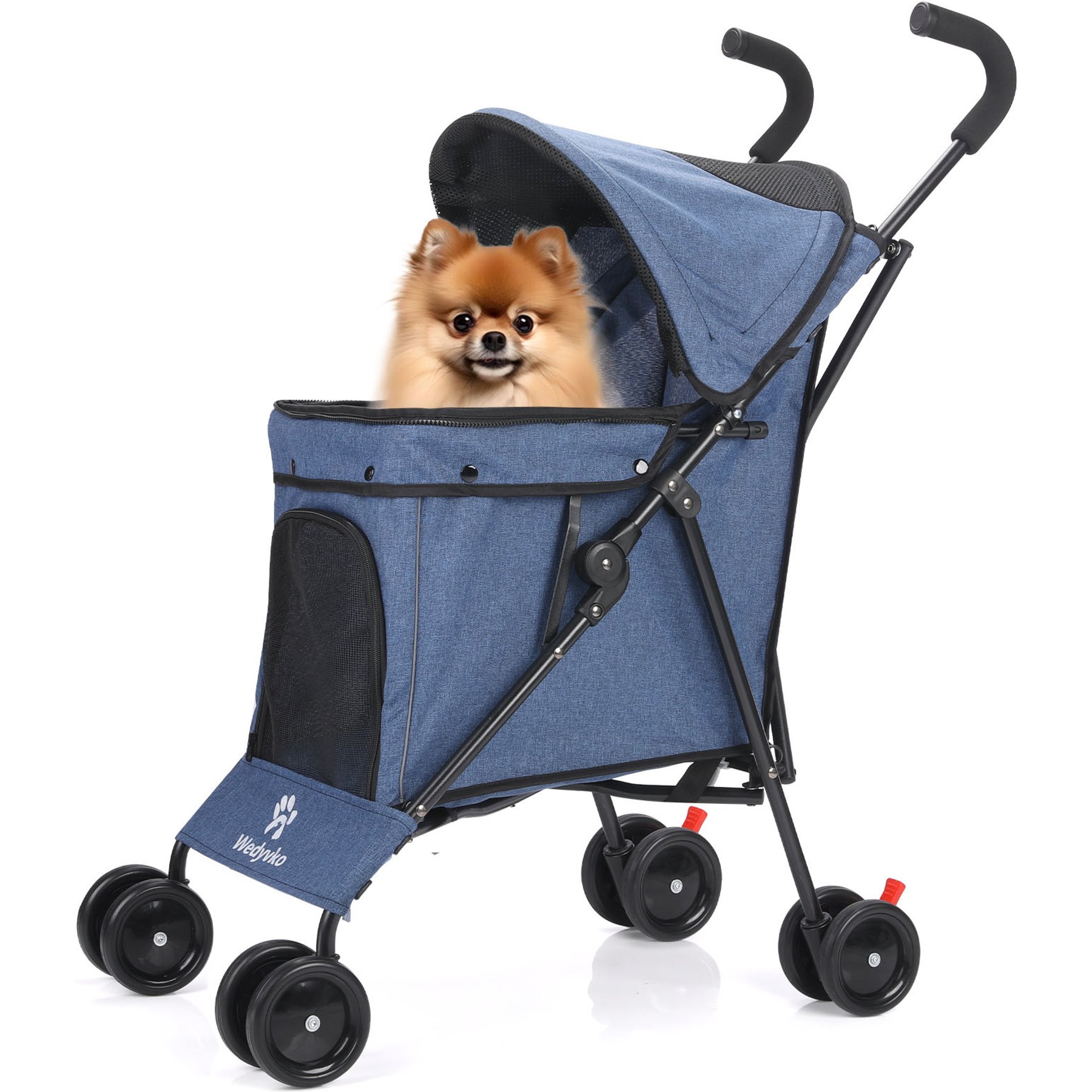 Wedyvko P08 Portable Multi-Functional Folding Shopping Cart Dog & Cat Stroller, Blue